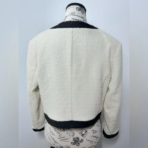 KAOS Made in Italy Black & White Tweed Jacket Rhinestone Buttons Parisian Style - Picture 6 of 11